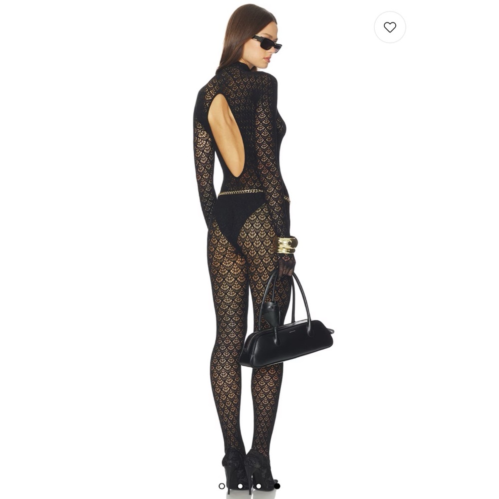 Wolford Black Sheer Lace-Pattern Jumpsuit - Picture 2 of 2